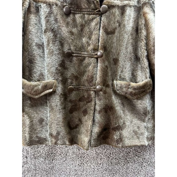 Hydra Blumenthal Mills Faux Fur Collared Long Sleeve Short Coat Brown Womens - Picture 4 of 11